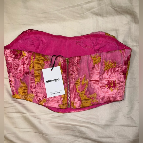 Showpo Bustier Top in Floral Pink size 4 - Picture 3 of 6
